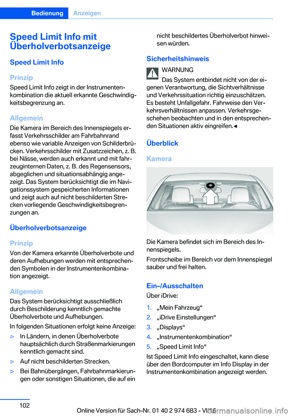 BMW M2 2017  Betriebsanleitungen (in German) �S�p�e�e�d��L�i�m�i�t��I�n�f�o��m�i�t
�