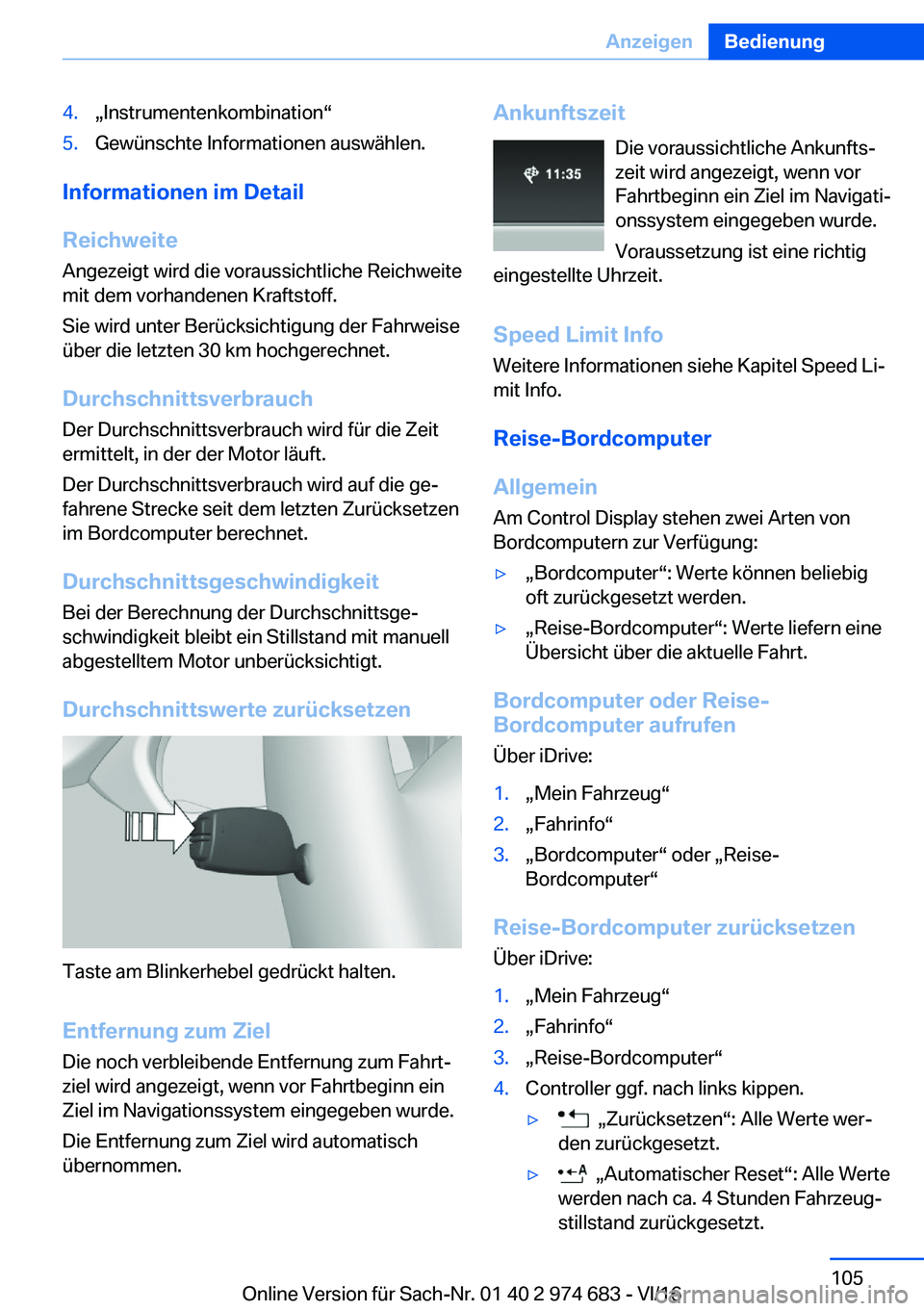 BMW M2 2017  Betriebsanleitungen (in German) �4�.x�I�n�s�t�r�u�m�e�n�t�e�n�k�o�m�b�i�n�a�t�i�o�nv�5�.�G�e�w�