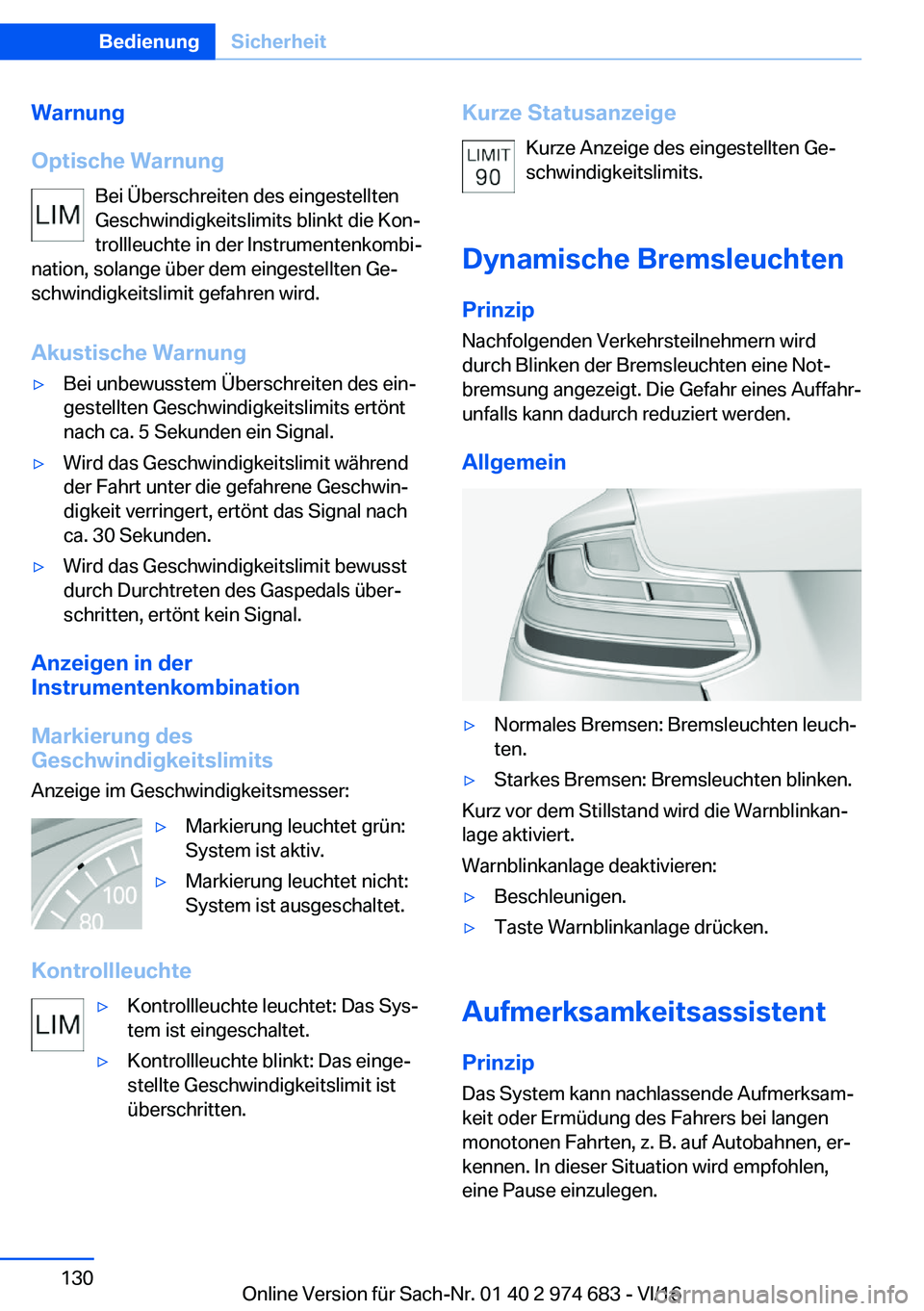 BMW M2 2017  Betriebsanleitungen (in German) �W�a�r�n�u�n�g
�O�p�t�i�s�c�h�e��W�a�r�n�u�n�g �B�e�i� �