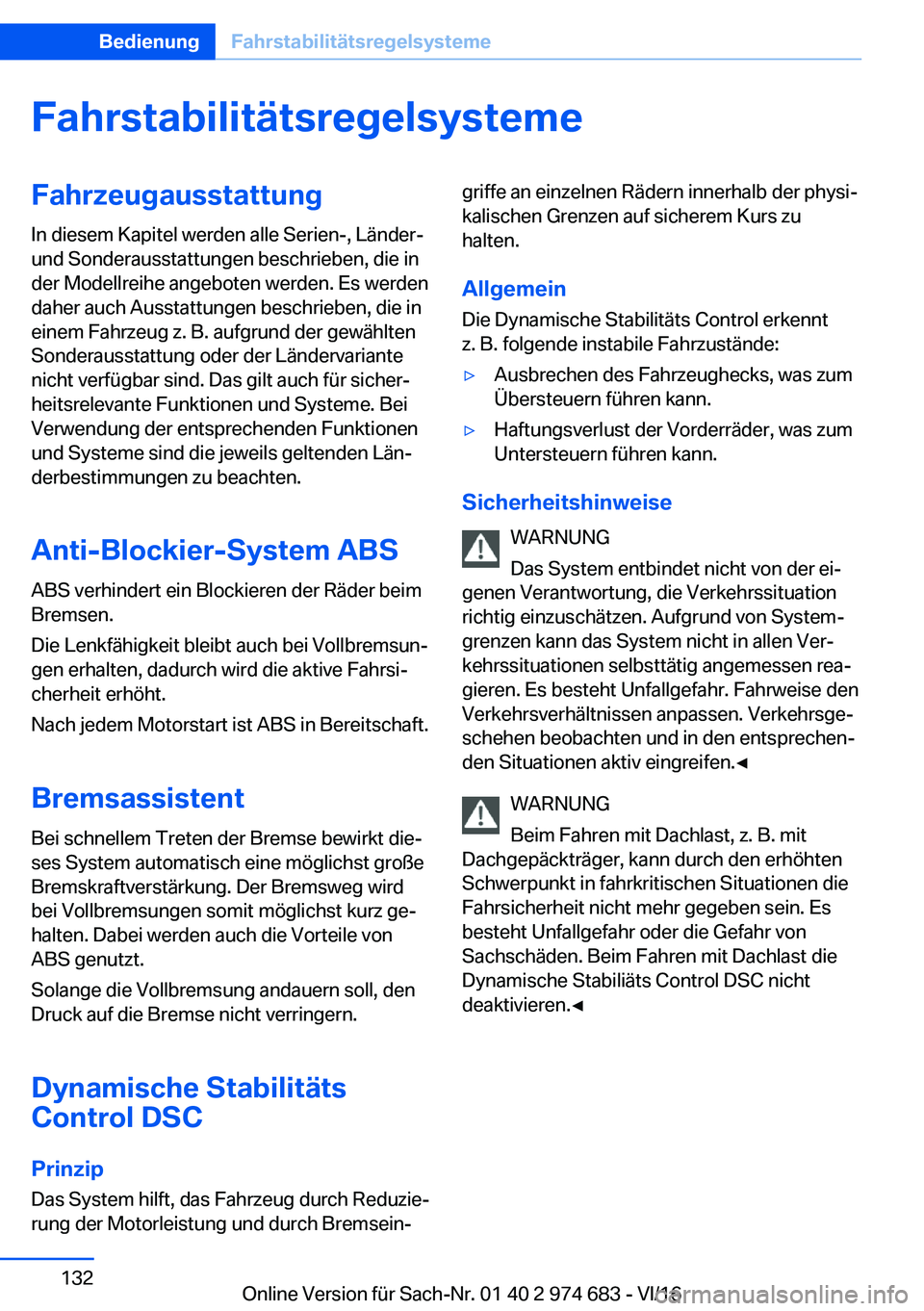 BMW M2 2017  Betriebsanleitungen (in German) �F�a�h�r�s�t�a�b�i�l�i�t�