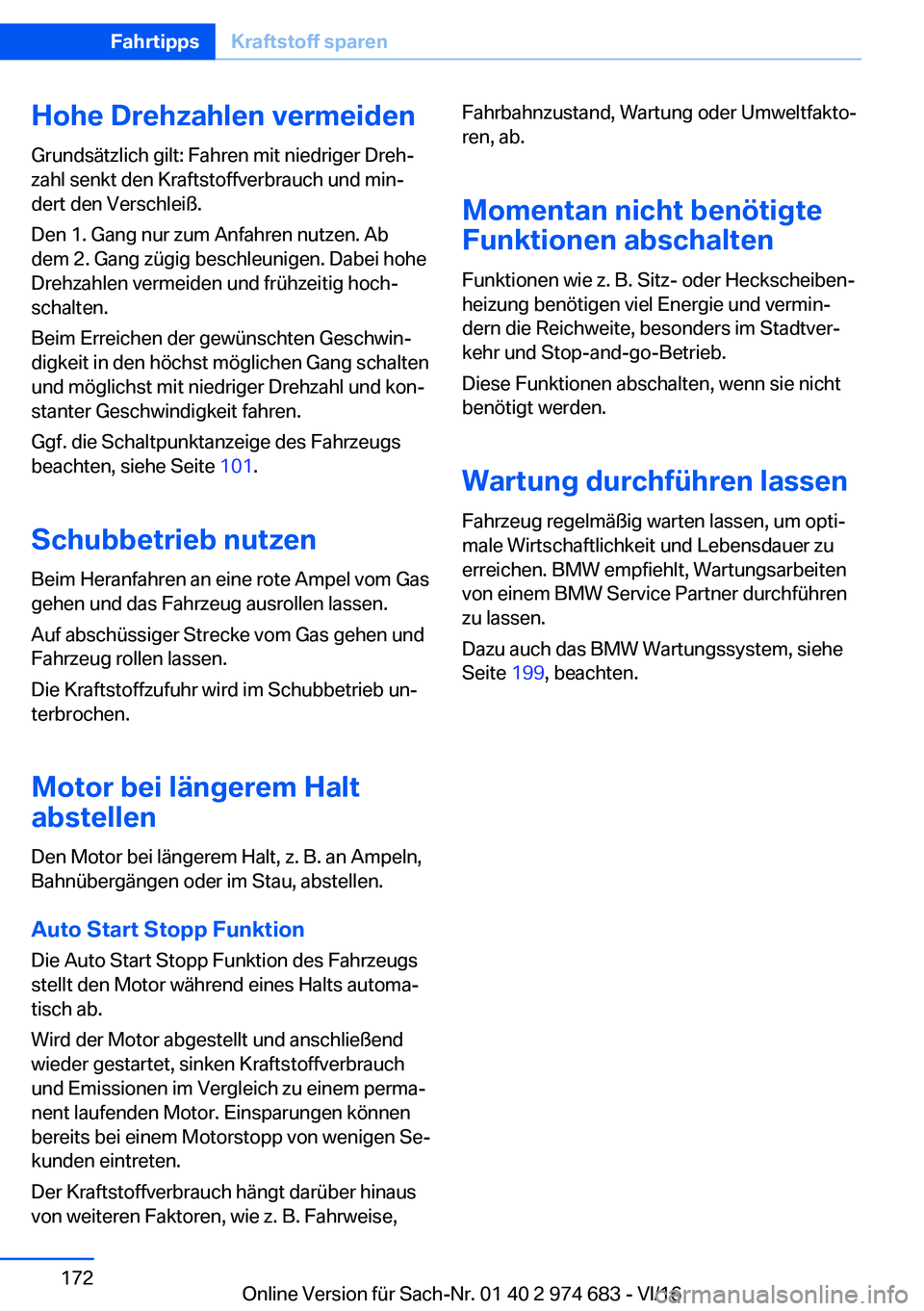BMW M2 2017  Betriebsanleitungen (in German) �H�o�h�e��D�r�e�h�z�a�h�l�e�n��v�e�r�m�e�i�d�e�n�G�r�u�n�d�s�