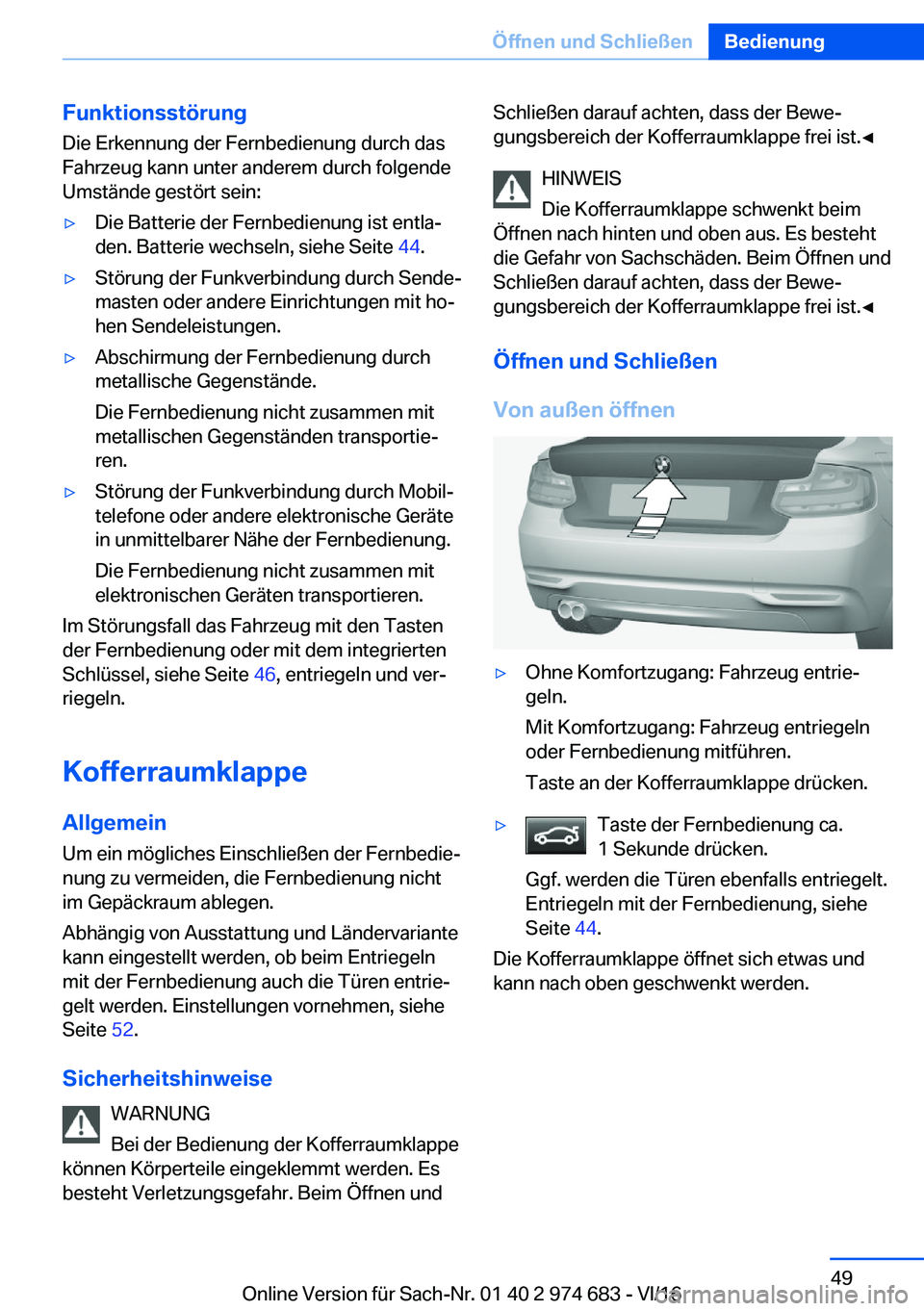 BMW M2 2017  Betriebsanleitungen (in German) �F�u�n�k�t�i�o�n�s�s�t�