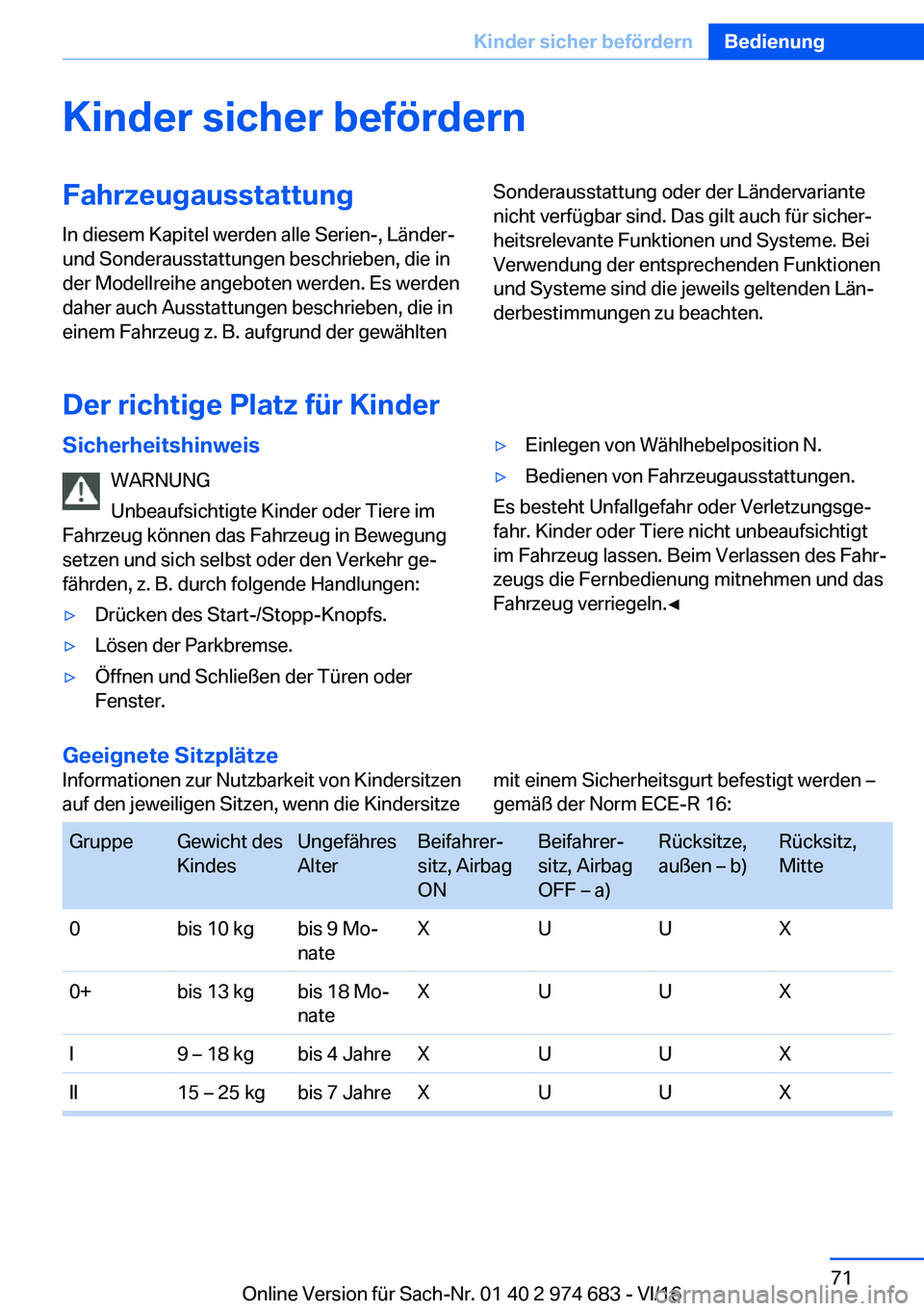 BMW M2 2017  Betriebsanleitungen (in German) �K�i�n�d�e�r��s�i�c�h�e�r��b�e�f�