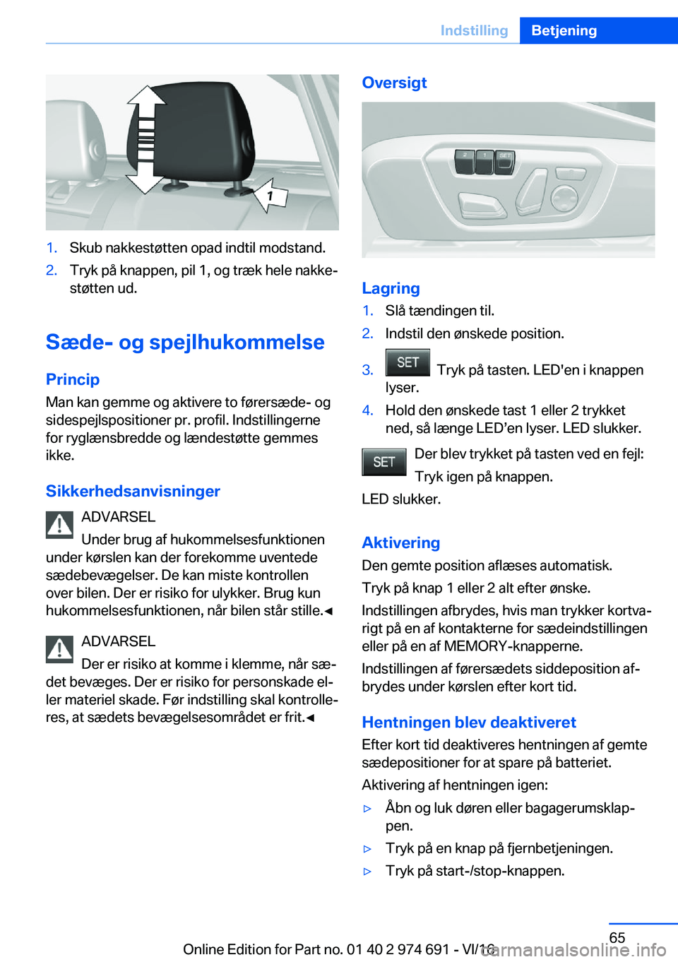 BMW M2 2017  InstruktionsbØger (in Danish) �1�.�S�k�u�b� �n�a�k�k�e�s�t�