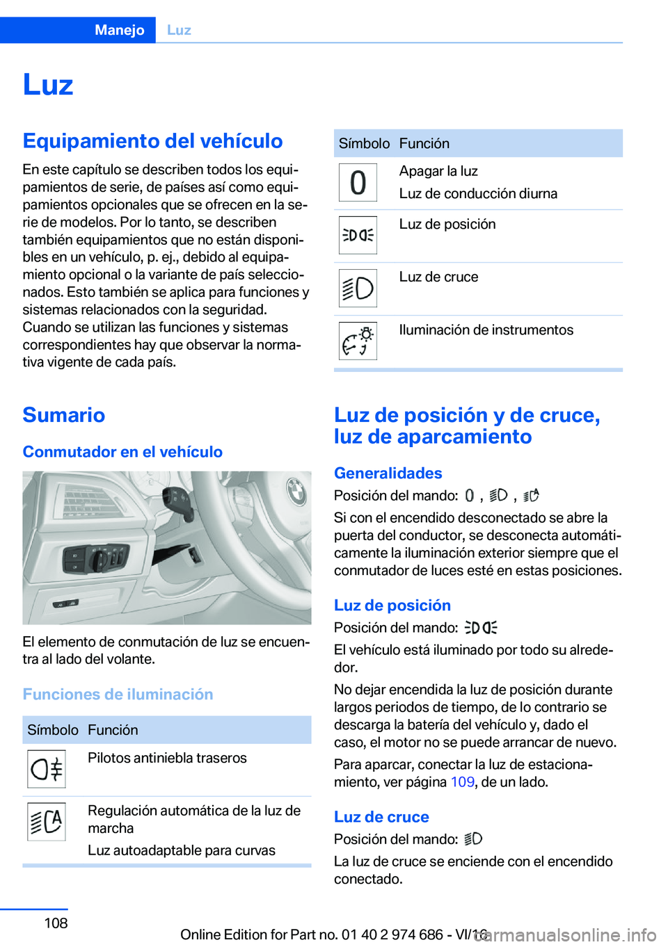 BMW M2 2017  Manuales de Empleo (in Spanish) �L�u�z�E�q�u�i�p�a�m�i�e�n�t�o��d�e�l��v�e�h�