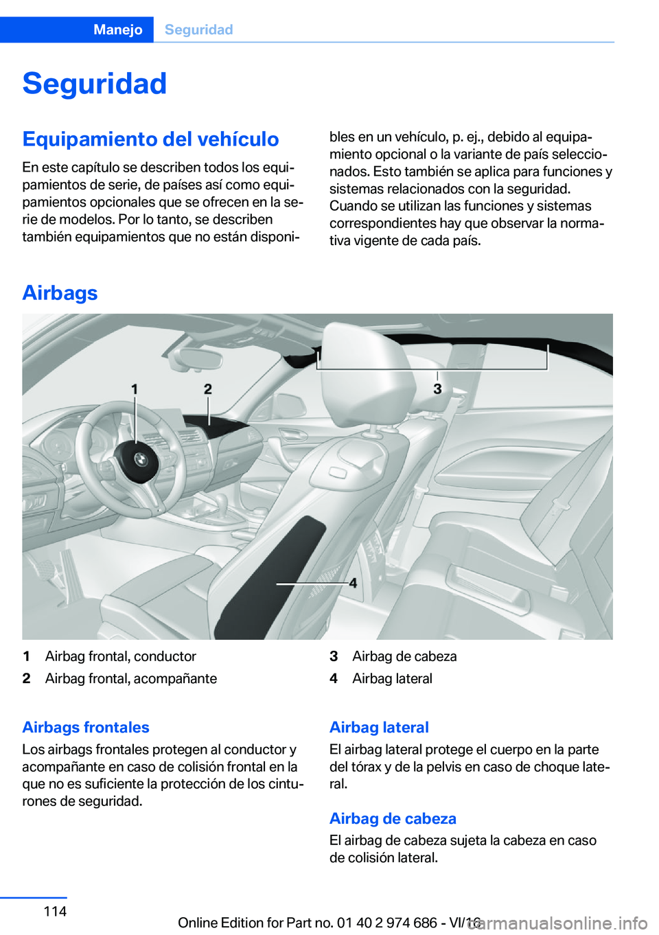 BMW M2 2017  Manuales de Empleo (in Spanish) �S�e�g�u�r�i�d�a�d�E�q�u�i�p�a�m�i�e�n�t�o��d�e�l��v�e�h�