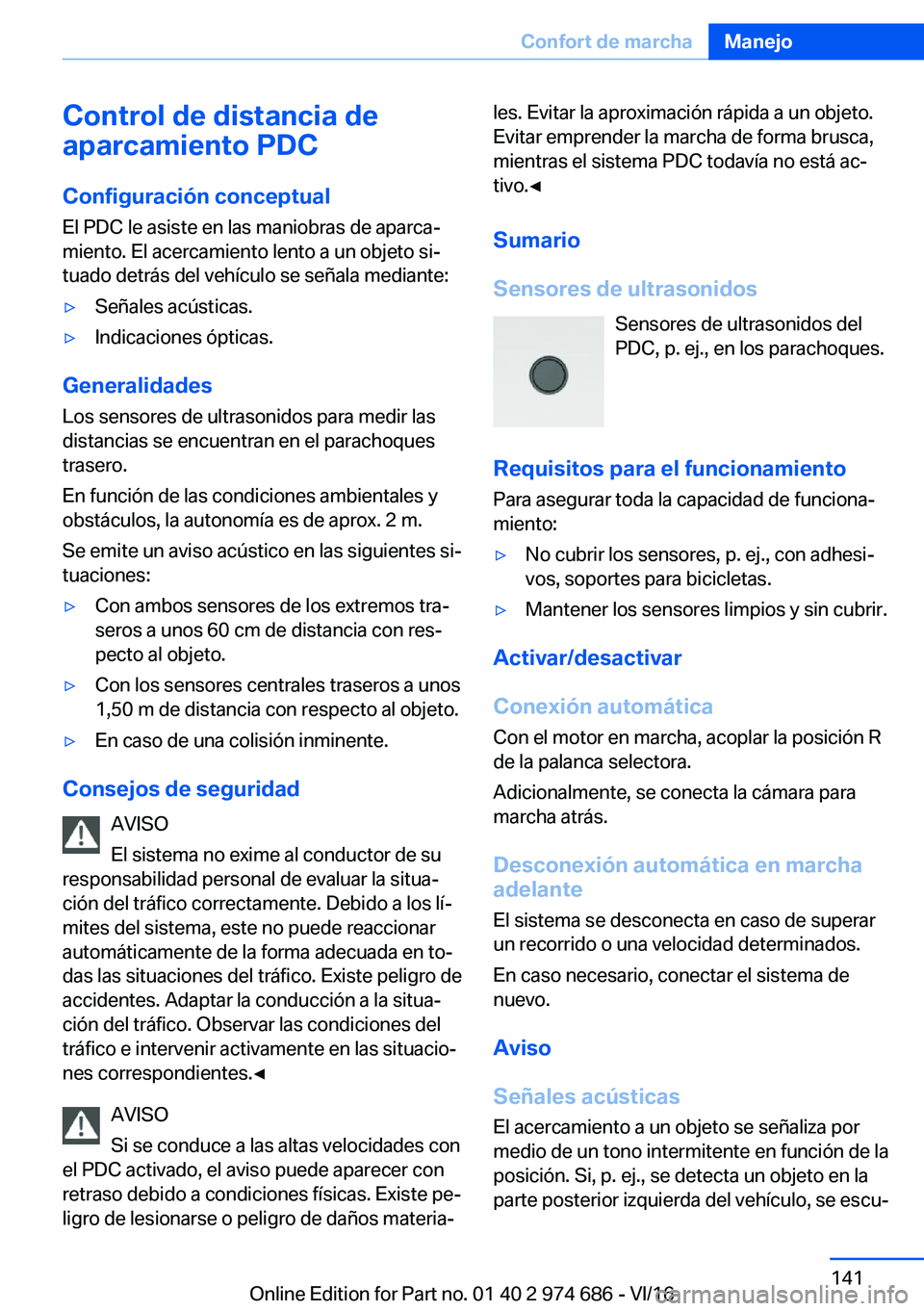 BMW M2 2017  Manuales de Empleo (in Spanish) �C�o�n�t�r�o�l��d�e��d�i�s�t�a�n�c�i�a��d�e
�a�p�a�r�c�a�m�i�e�n�t�o��P�D�C
�C�o�n�f�i�g�u�r�a�c�i�