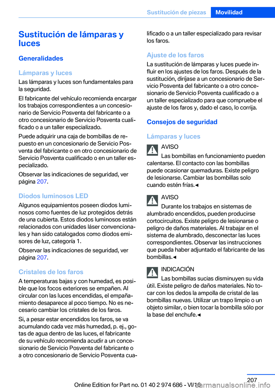 BMW M2 2017  Manuales de Empleo (in Spanish) �S�u�s�t�i�t�u�c�i�
