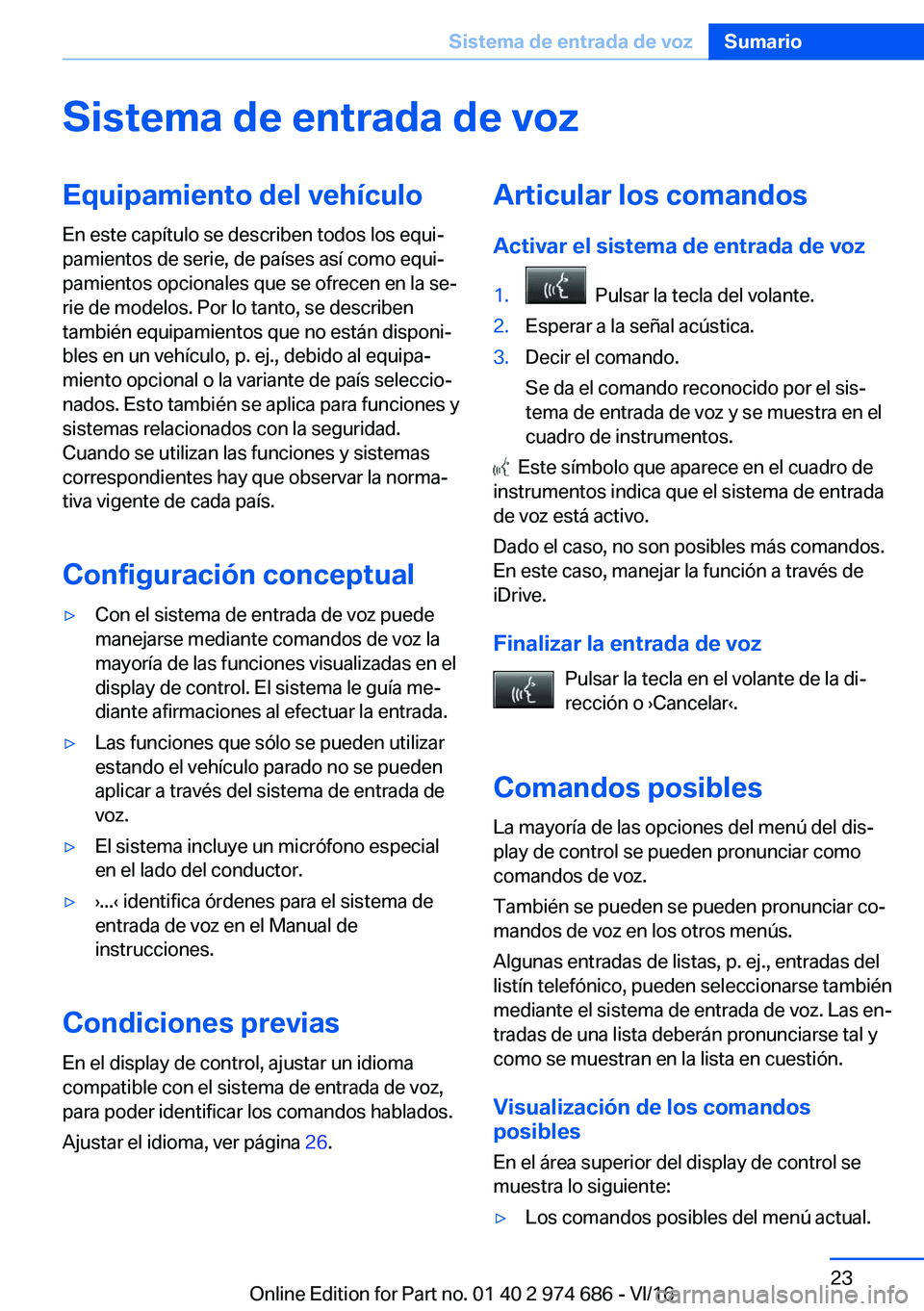 BMW M2 2017  Manuales de Empleo (in Spanish) �S�i�s�t�e�m�a��d�e��e�n�t�r�a�d�a��d�e��v�o�z�E�q�u�i�p�a�m�i�e�n�t�o��d�e�l��v�e�h�