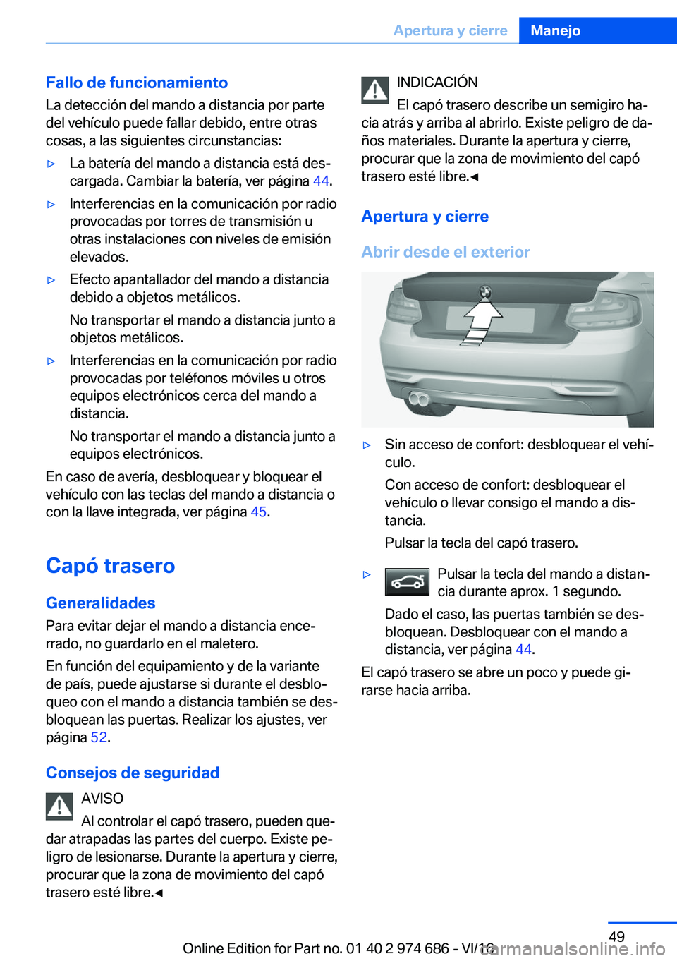BMW M2 2017  Manuales de Empleo (in Spanish) �F�a�l�l�o��d�e��f�u�n�c�i�o�n�a�m�i�e�n�t�o
�L�a� �d�e�t�e�c�c�i�