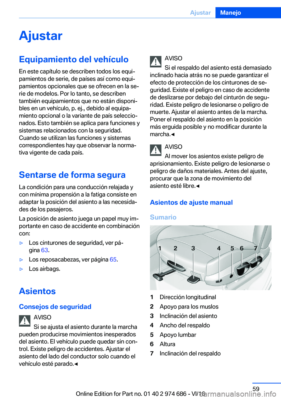 BMW M2 2017  Manuales de Empleo (in Spanish) �A�j�u�s�t�a�r�E�q�u�i�p�a�m�i�e�n�t�o��d�e�l��v�e�h�