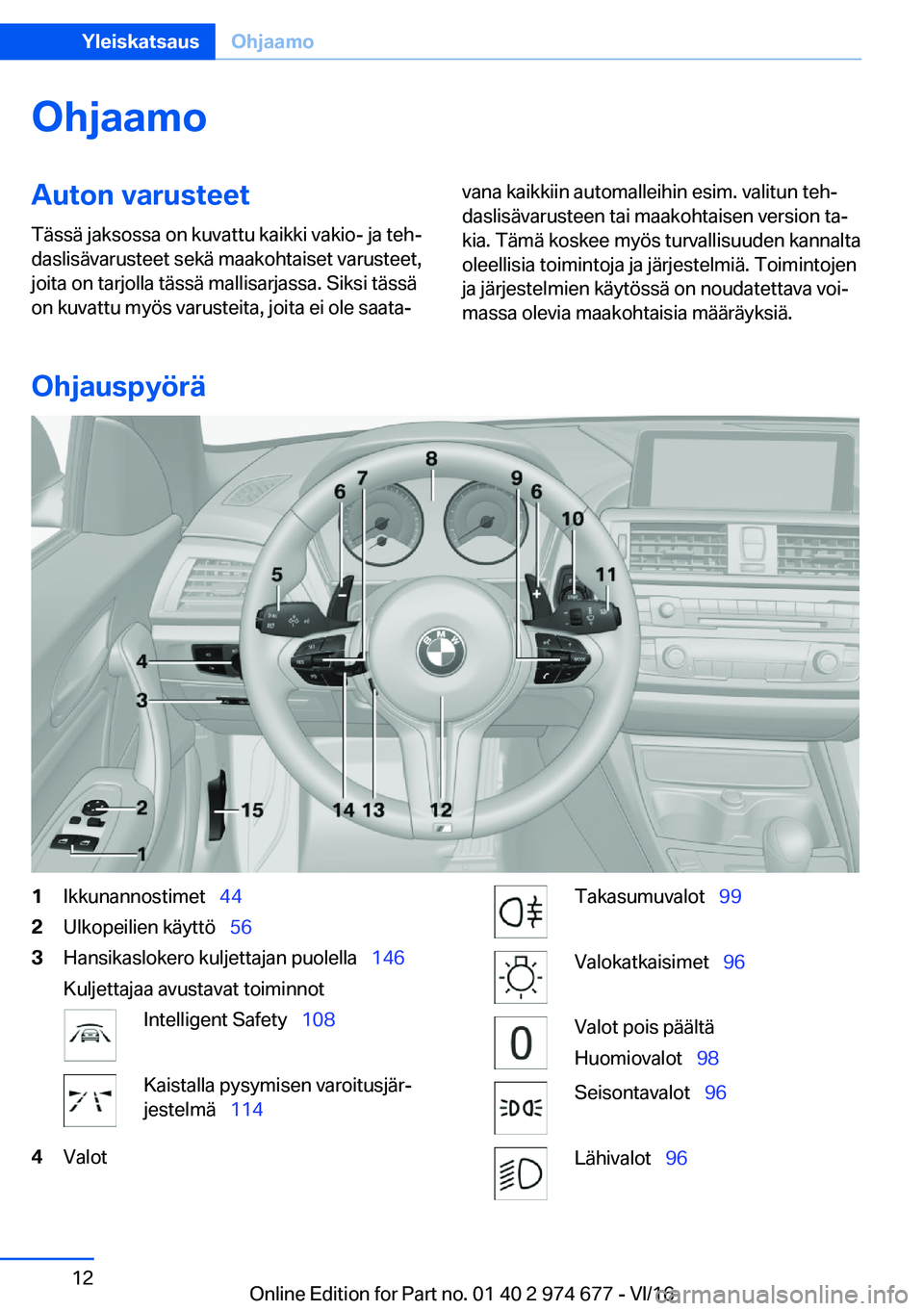 BMW M2 2017  Omistajan Käsikirja (in Finnish) �O�h�j�a�a�m�o�A�u�t�o�n��v�a�r�u�s�t�e�e�t�T�