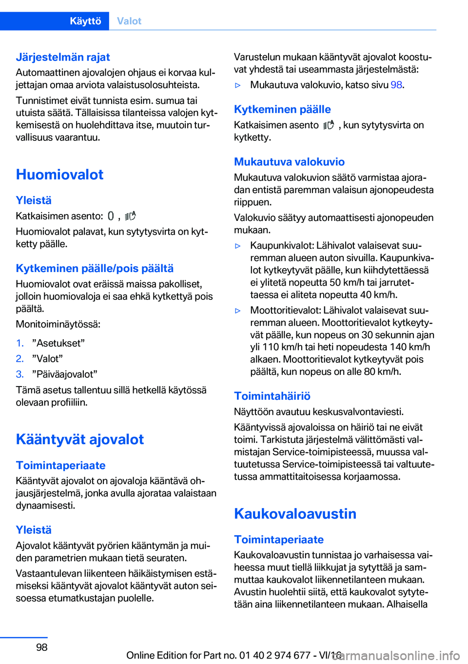 BMW M2 2017  Omistajan Käsikirja (in Finnish) �J�
