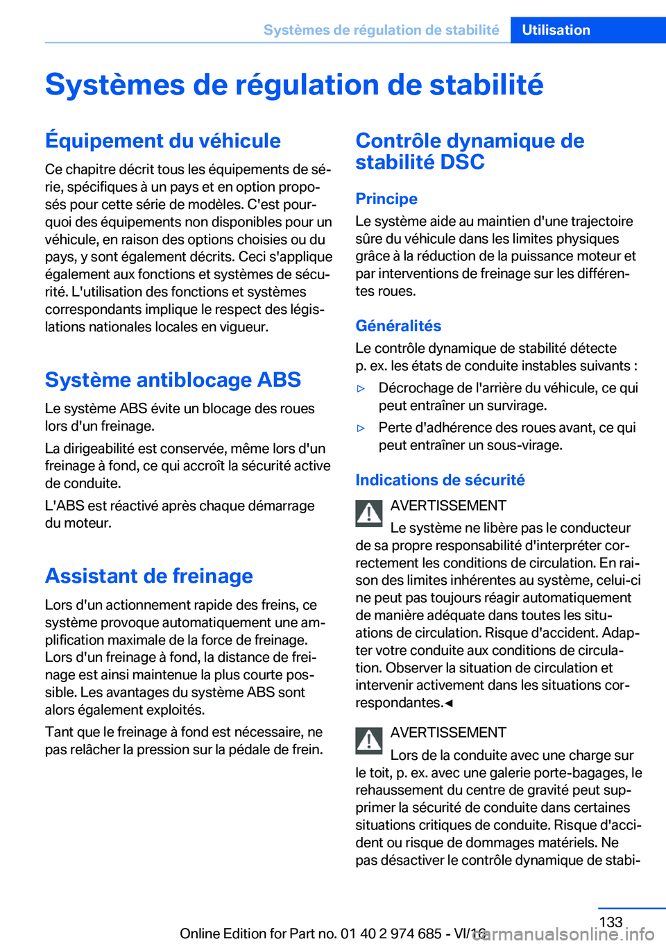 BMW M2 2017  Notices Demploi (in French) �S�y�s�t�è�m�e�s��d�e��r�é�g�u�l�a�t�i�o�n��d�e��s�t�a�b�i�l�i�t�é�