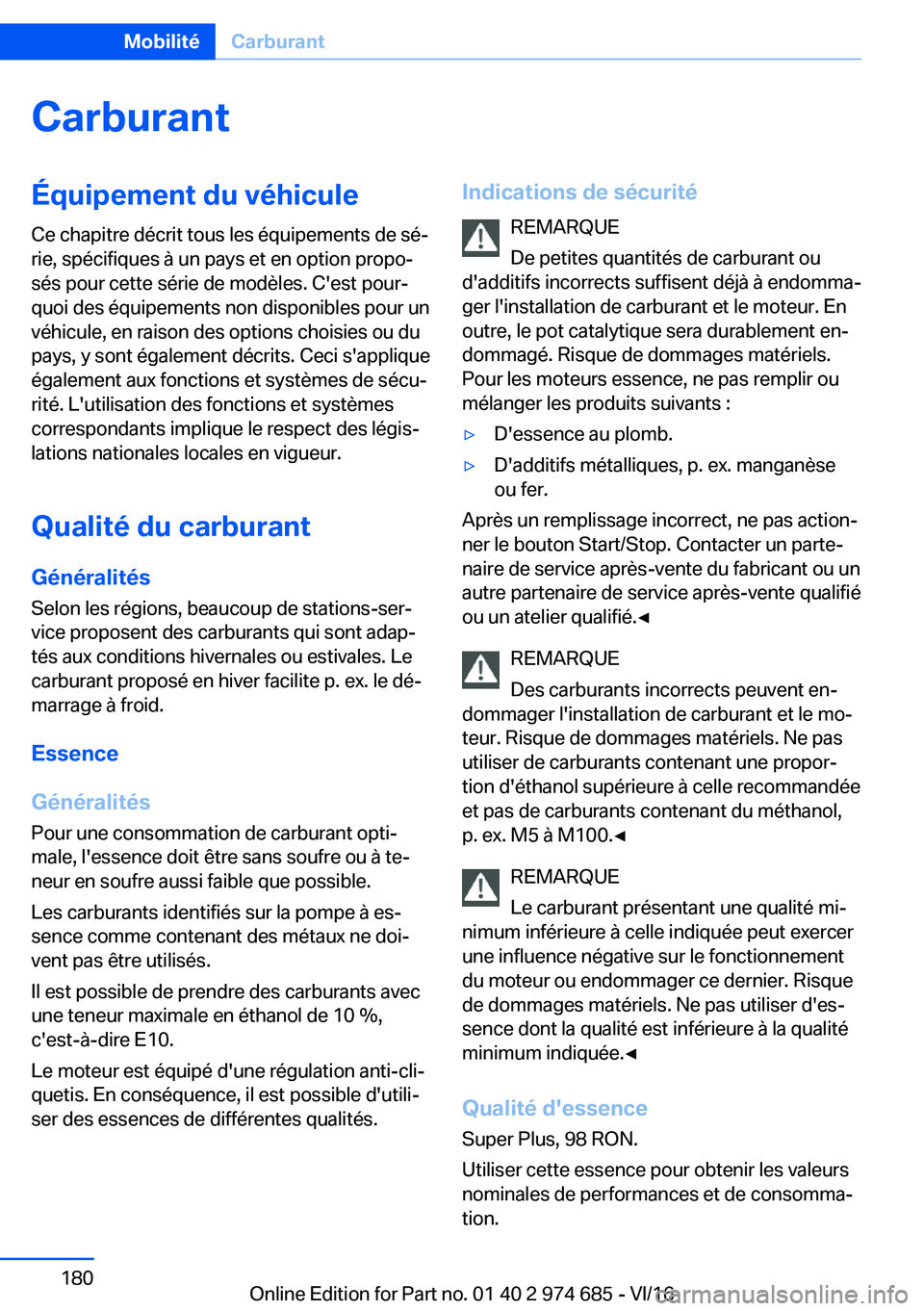 BMW M2 2017  Notices Demploi (in French) �C�a�r�b�u�r�a�n�t�