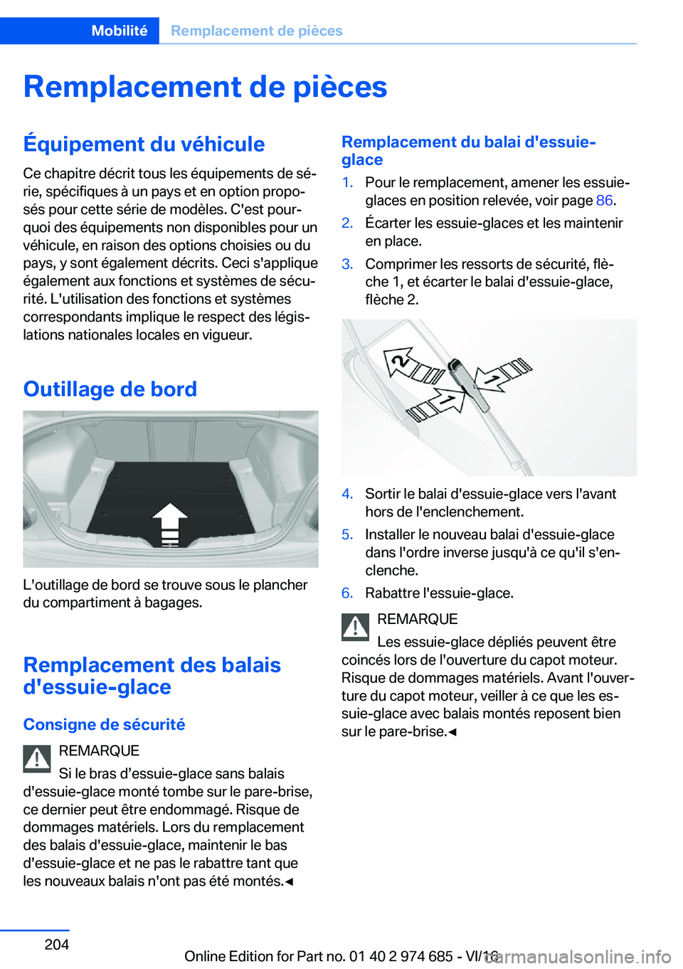BMW M2 2017  Notices Demploi (in French) �R�e�m�p�l�a�c�e�m�e�n�t��d�e��p�i�è�c�e�s�