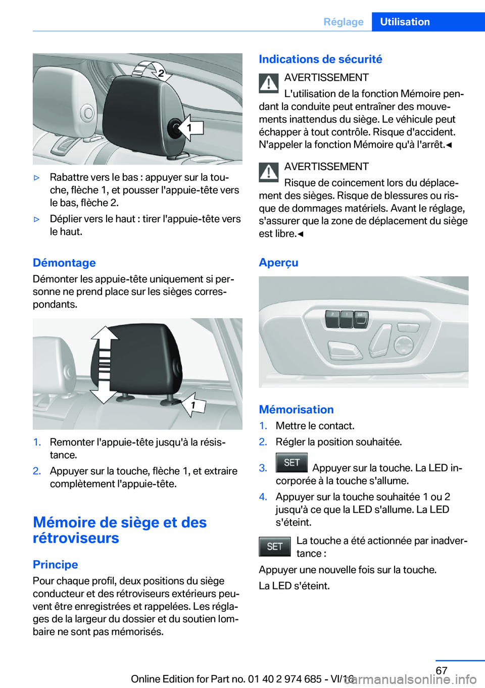 BMW M2 2017  Notices Demploi (in French) 'y�R�a�b�a�t�t�r�e� �v�e�r�s� �l�e� �b�a�s� �:� �a�p�p�u�y�e�r� �s�u�r� �l�a� �t�o�uj
�c�h�e�,� �f�l�è�c�h�e� �1�,� �e�t� �p�o�u�s�s�e�r� �l�'�a�p�p�u�i�e�-�t�ê�t�e� �v�e�r�s
�l�e� �b�a�s�,