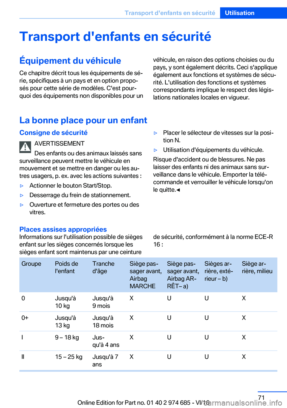 BMW M2 2017  Notices Demploi (in French) �T�r�a�n�s�p�o�r�t��d��e�n�f�a�n�t�s��e�n��s�é�c�u�r�i�t�é�