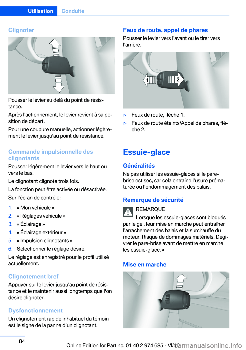 BMW M2 2017  Notices Demploi (in French) �C�l�i�g�n�o�t�e�r
�P�o�u�s�s�e�r� �l�e� �l�e�v�i�e�r� �a�u� �d�e�l�
