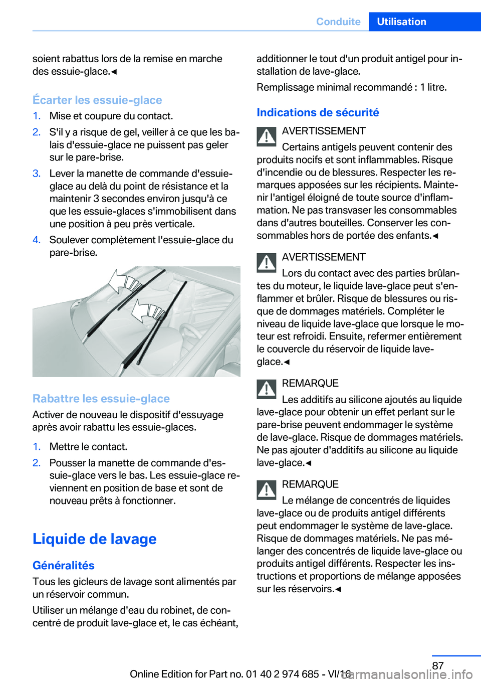 BMW M2 2017  Notices Demploi (in French) �s�o�i�e�n�t� �r�a�b�a�t�t�u�s� �l�o�r�s� �d�e� �l�a� �r�e�m�i�s�e� �e�n� �m�a�r�c�h�e�d�e�s� �e�s�s�u�i�e�-�g�l�a�c�e�.'