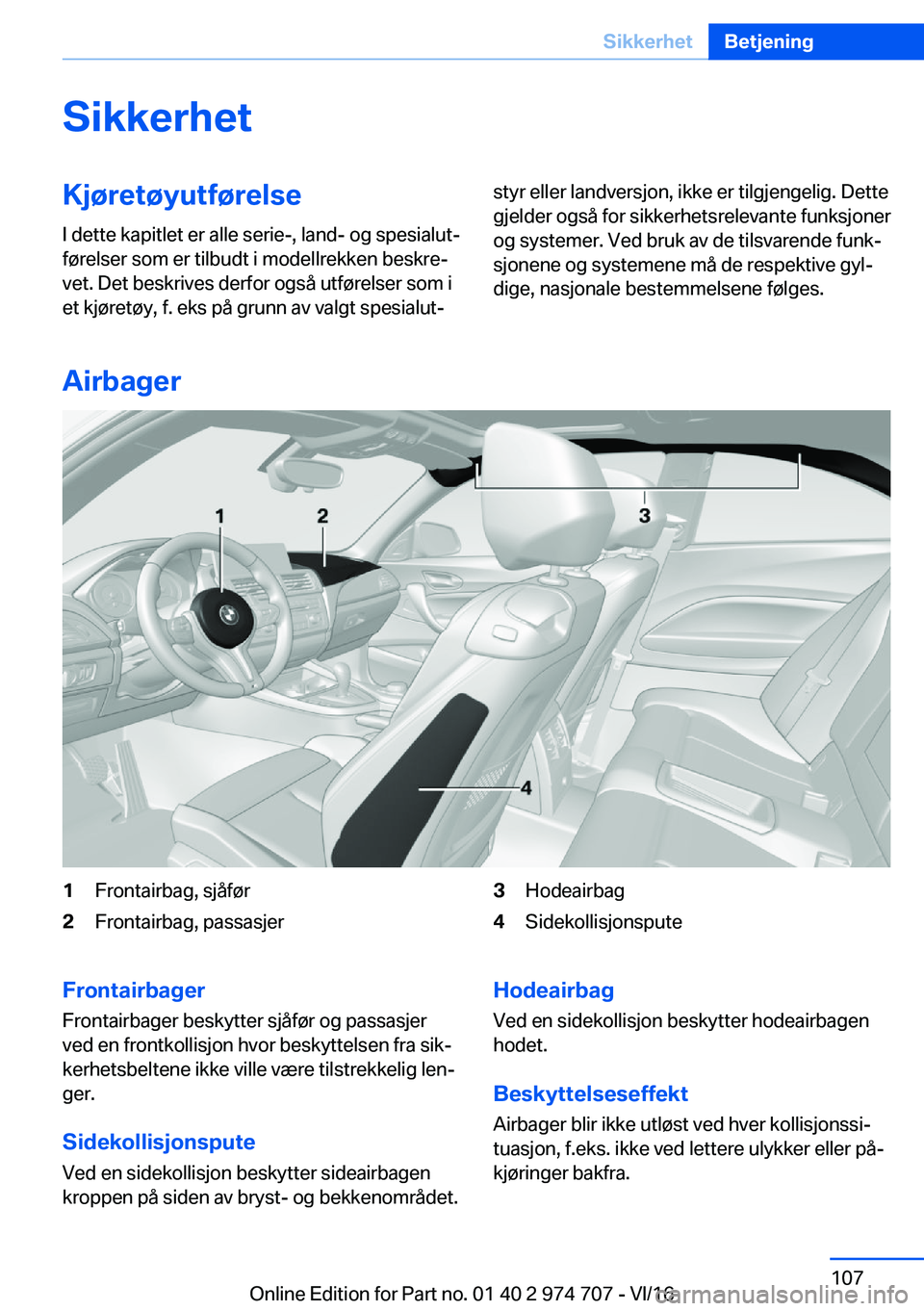 BMW M2 2017  InstruksjonsbØker (in Norwegian) �S�i�k�k�e�r�h�e�t�K�j�