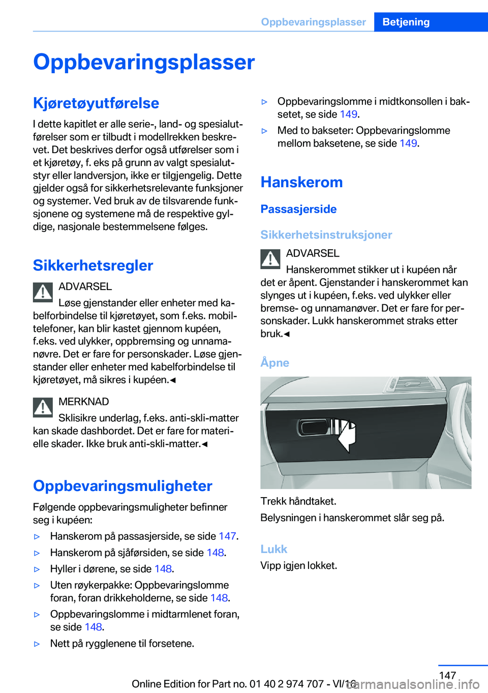 BMW M2 2017  InstruksjonsbØker (in Norwegian) �O�p�p�b�e�v�a�r�i�n�g�s�p�l�a�s�s�e�r�K�j�