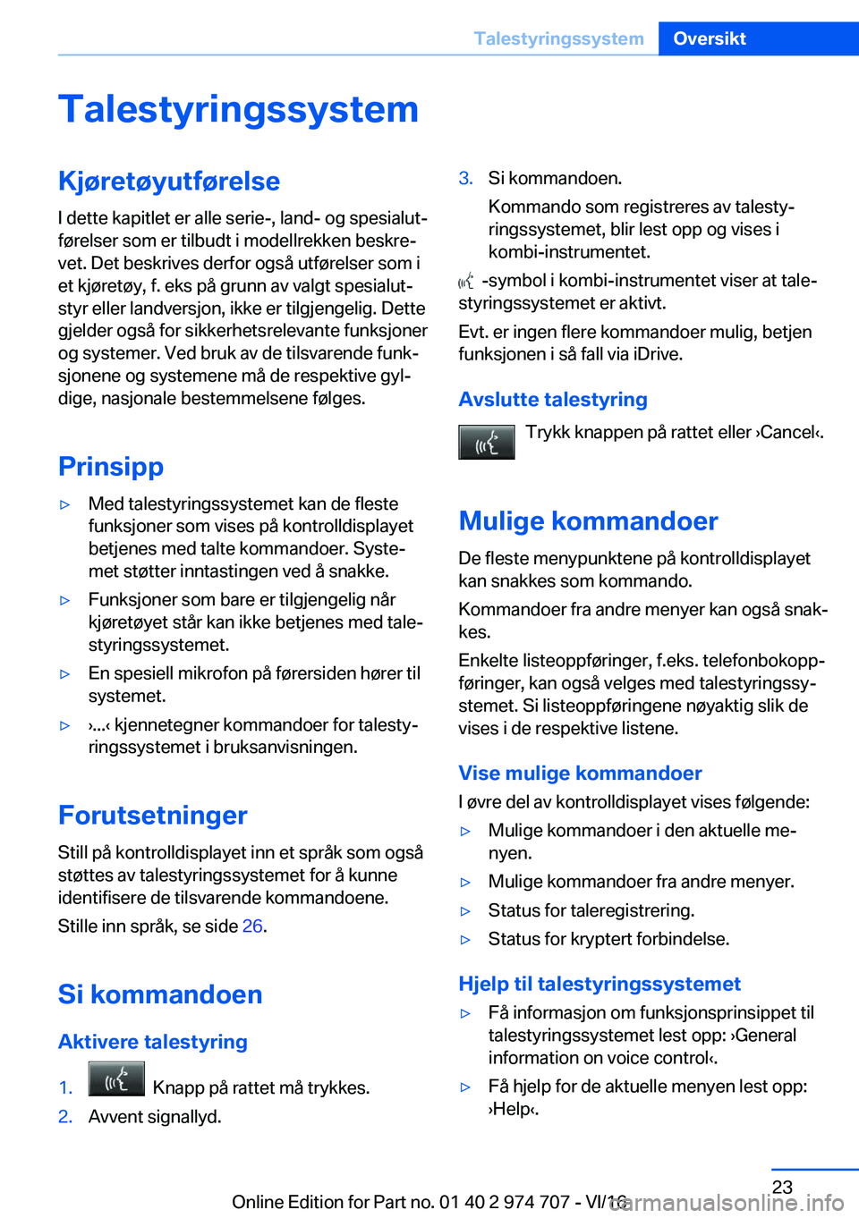 BMW M2 2017  InstruksjonsbØker (in Norwegian) �T�a�l�e�s�t�Z�r�i�n�g�s�s�Z�s�t�e�m�K�j�
