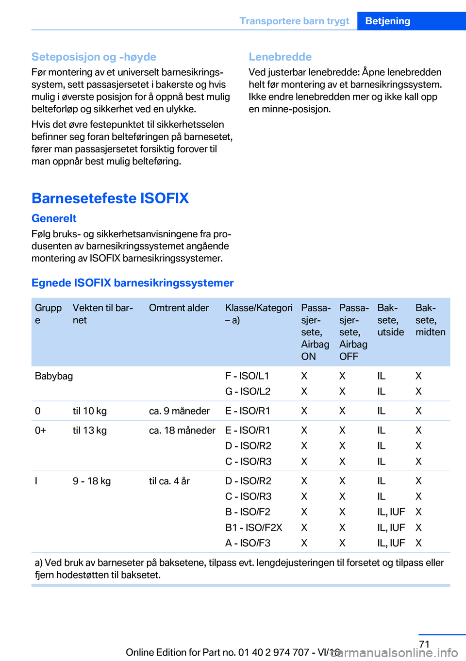 BMW M2 2017  InstruksjonsbØker (in Norwegian) �S�e�t�e�p�o�s�i�s�j�o�n��o�g��-�h�