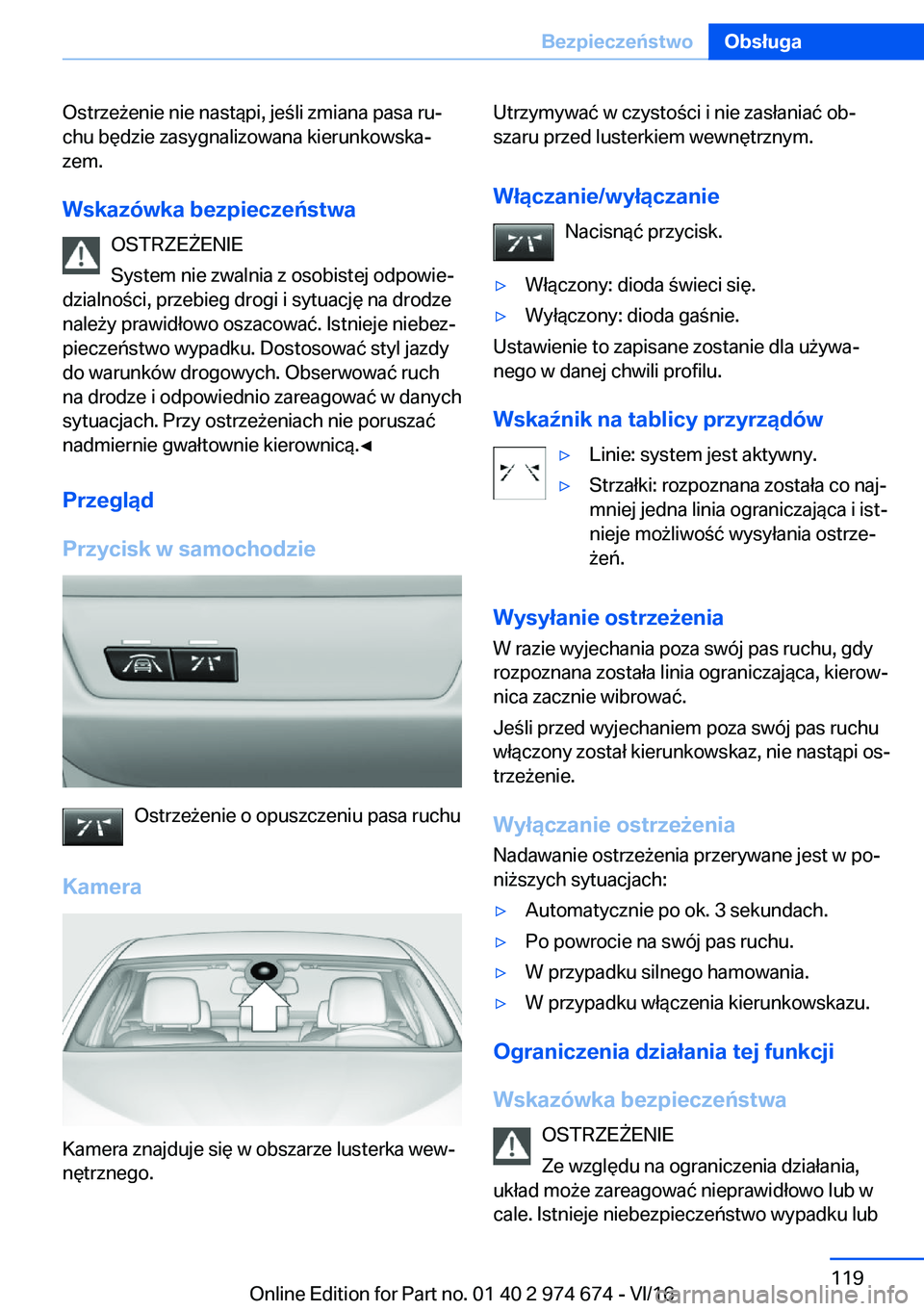 BMW M2 2017  Instrukcja obsługi (in Polish) �O�s�t�r�z�e 9�e�n�i�e� �n�i�e� �n�a�s�t�