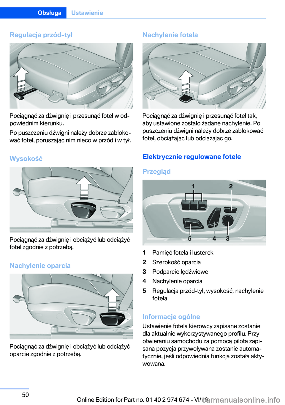 BMW M2 2017  Instrukcja obsługi (in Polish) �R�e�g�u�l�a�c�j�a��p�r�z�