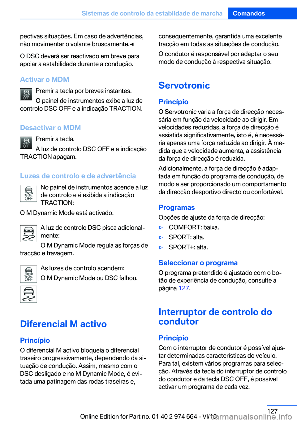 BMW M2 2017  Manual do condutor (in Portuguese) �p�e�c�t�i�v�a�s� �s�i�t�u�a�