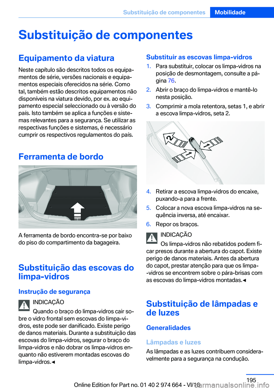 BMW M2 2017  Manual do condutor (in Portuguese) �S�u�b�s�t�i�t�u�i�