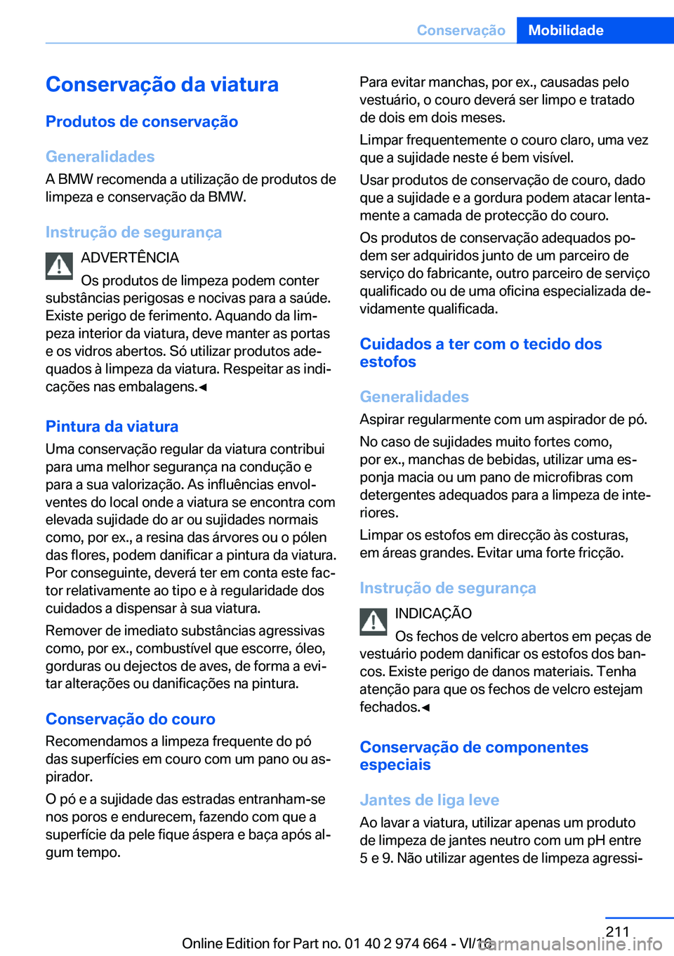 BMW M2 2017  Manual do condutor (in Portuguese) �C�o�n�s�e�r�v�a�