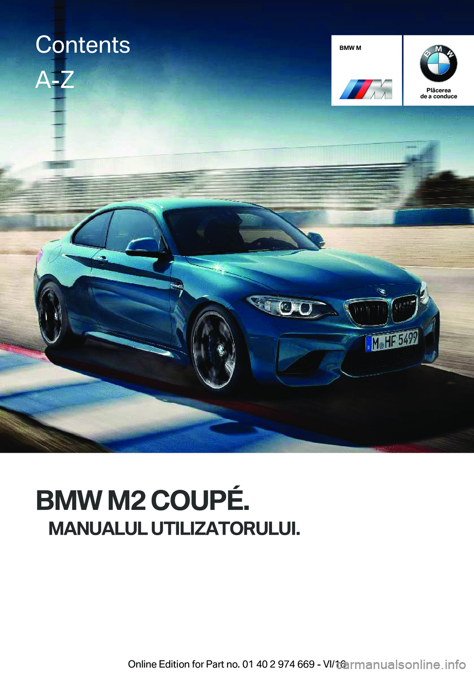 BMW M2 2017  Ghiduri De Utilizare (in Romanian) �B�M�W��M
�P�l�