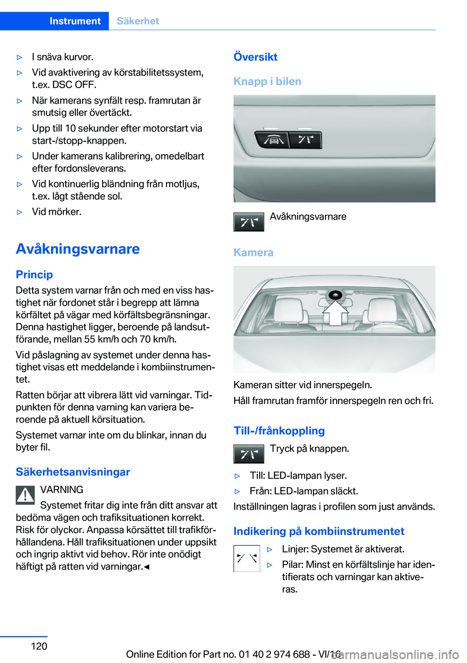 BMW M2 2017  InstruktionsbÖcker (in Swedish) 'y�I� �s�n�ä�v�a� �k�u�r�v�o�r�.'y�V�i�d� �a�v�a�k�t�i�v�e�r�i�n�g� �a�v� �k�