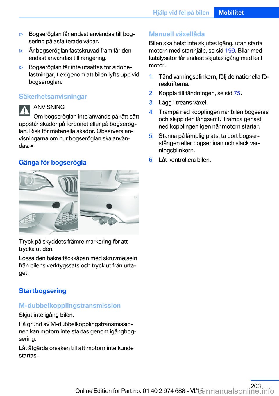 BMW M2 2017  InstruktionsbÖcker (in Swedish) 'y�B�o�g�s�e�r�