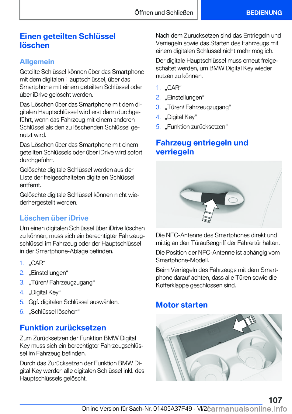 BMW M3 2022  Betriebsanleitungen (in German) �E�i�n�e�n��g�e�t�e�i�l�t�e�n��S�c�h�l�