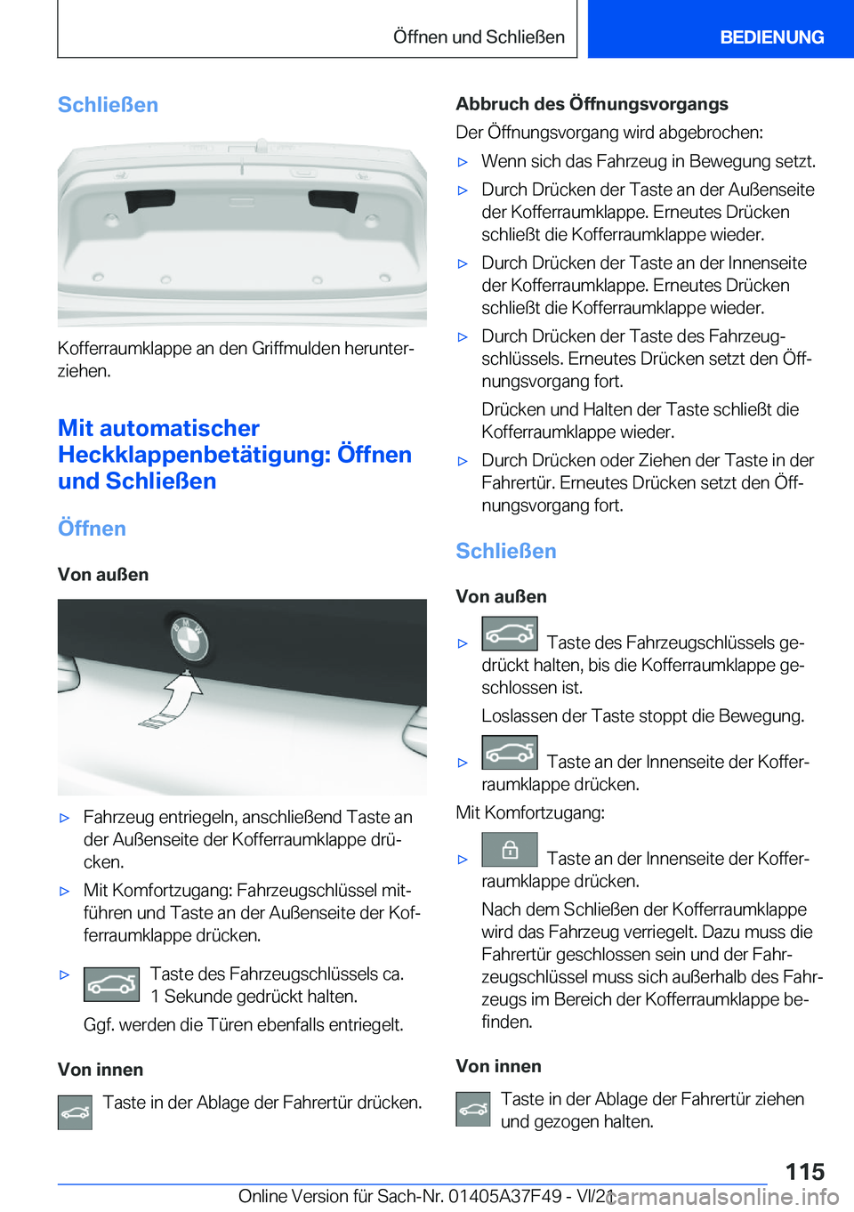 BMW M3 2022  Betriebsanleitungen (in German) �S�c�h�l�i�e�