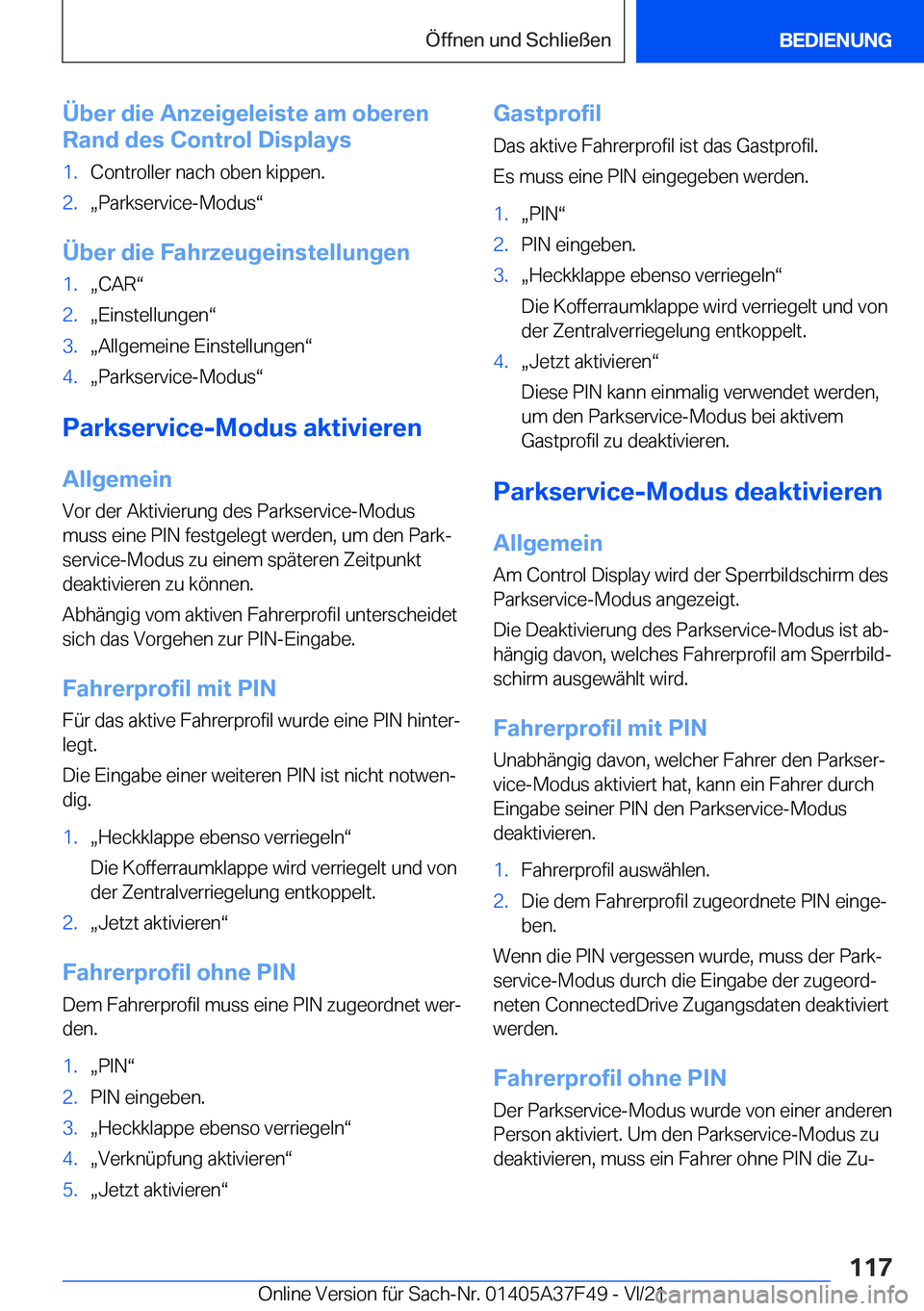 BMW M3 2022  Betriebsanleitungen (in German) �