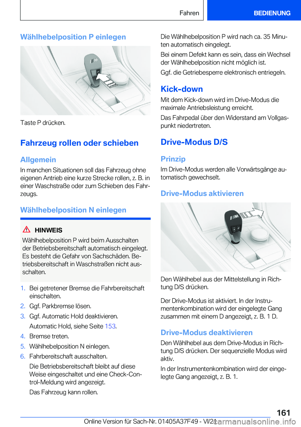 BMW M3 2022  Betriebsanleitungen (in German) �W�