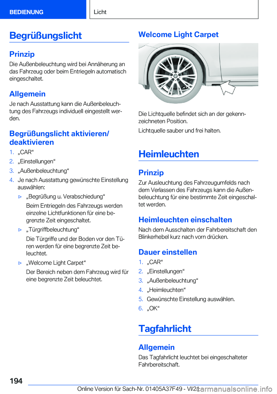 BMW M3 2022  Betriebsanleitungen (in German) �B�e�g�r�