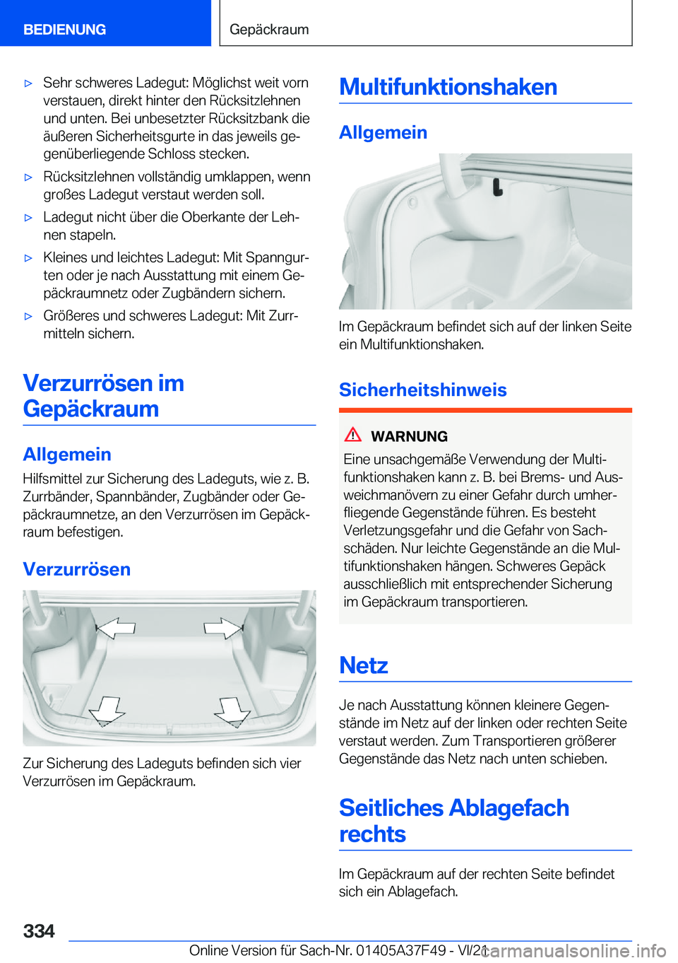 BMW M3 2022  Betriebsanleitungen (in German) 'x�S�e�h�r��s�c�h�w�e�r�e�s��L�a�d�e�g�u�t�:��M�