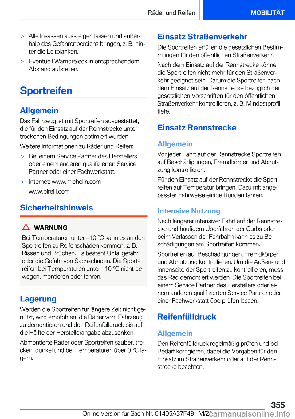 BMW M3 2022  Betriebsanleitungen (in German) 'x�A�l�l�e��I�n�s�a�s�s�e�n��a�u�s�s�t�e�i�g�e�n��l�a�s�s�e�n��u�n�d��a�u�