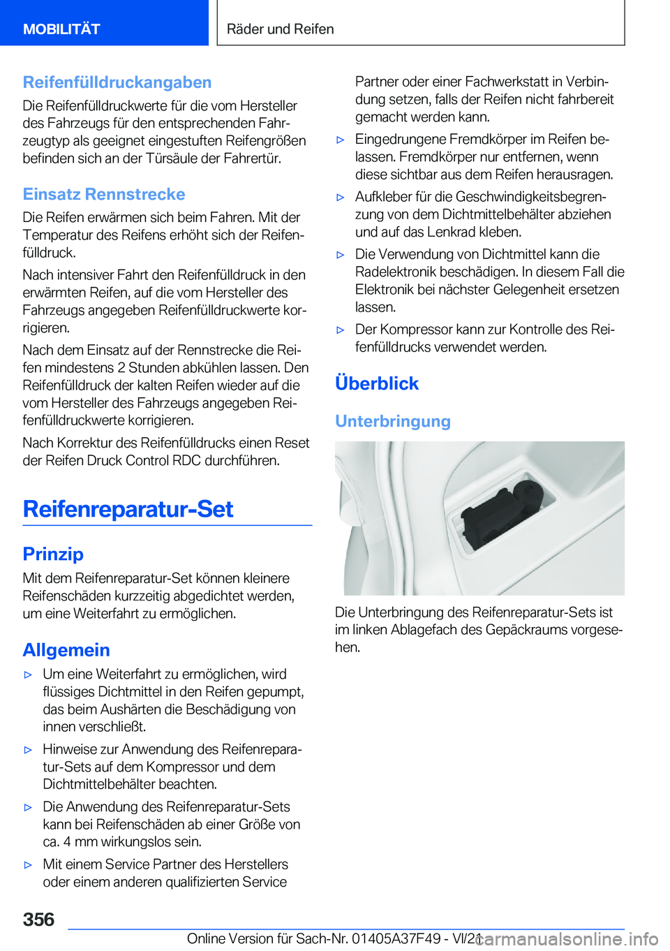 BMW M3 2022  Betriebsanleitungen (in German) �R�e�i�f�e�n�f�