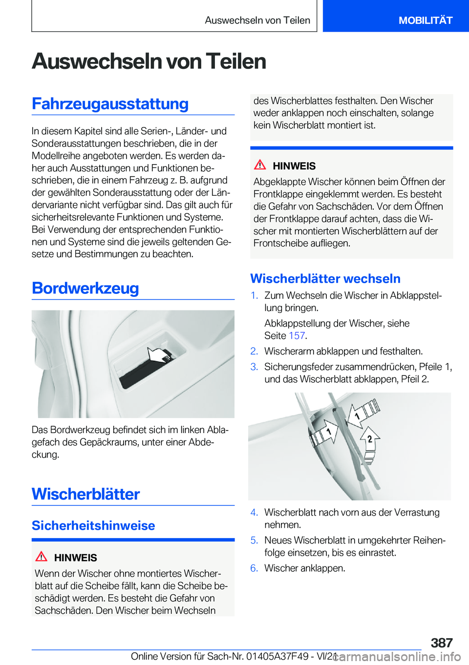 BMW M3 2022  Betriebsanleitungen (in German) �A�u�s�w�e�c�h�s�e�l�n��v�o�n��T�e�i�l�e�n�F�a�h�r�z�e�u�g�a�u�s�s�t�a�t�t�u�n�g
�I�n��d�i�e�s�e�m��K�a�p�i�t�e�l��s�i�n�d��a�l�l�e��S�e�r�i�e�n�-�,��L�