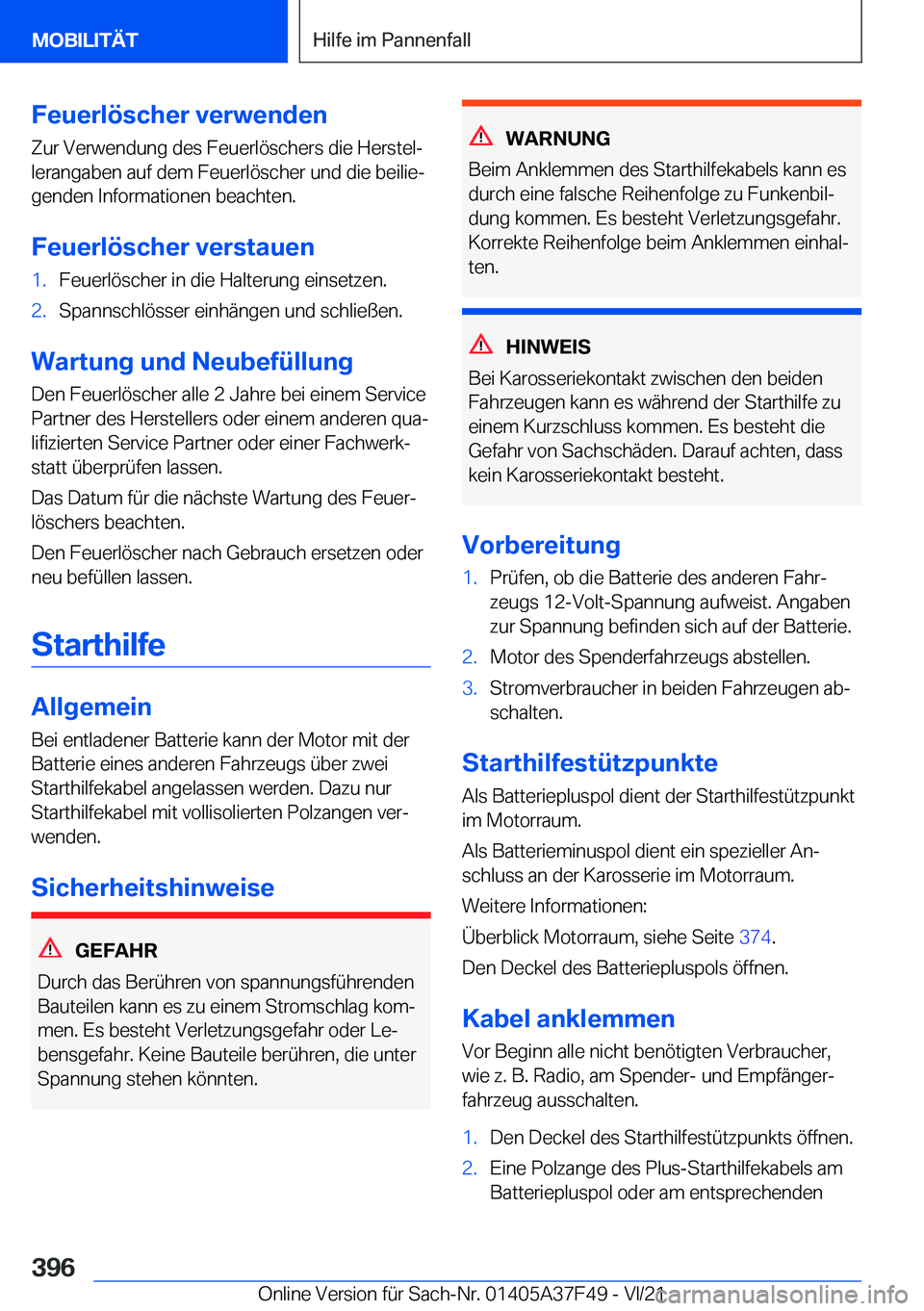 BMW M3 2022  Betriebsanleitungen (in German) �F�e�u�e�r�l�