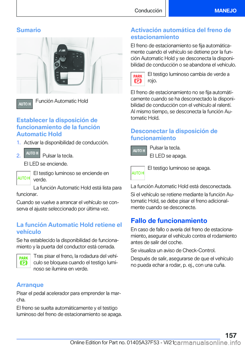 BMW M3 2022  Manuales de Empleo (in Spanish) �S�u�m�a�r�i�o
�F�u�n�c�i�