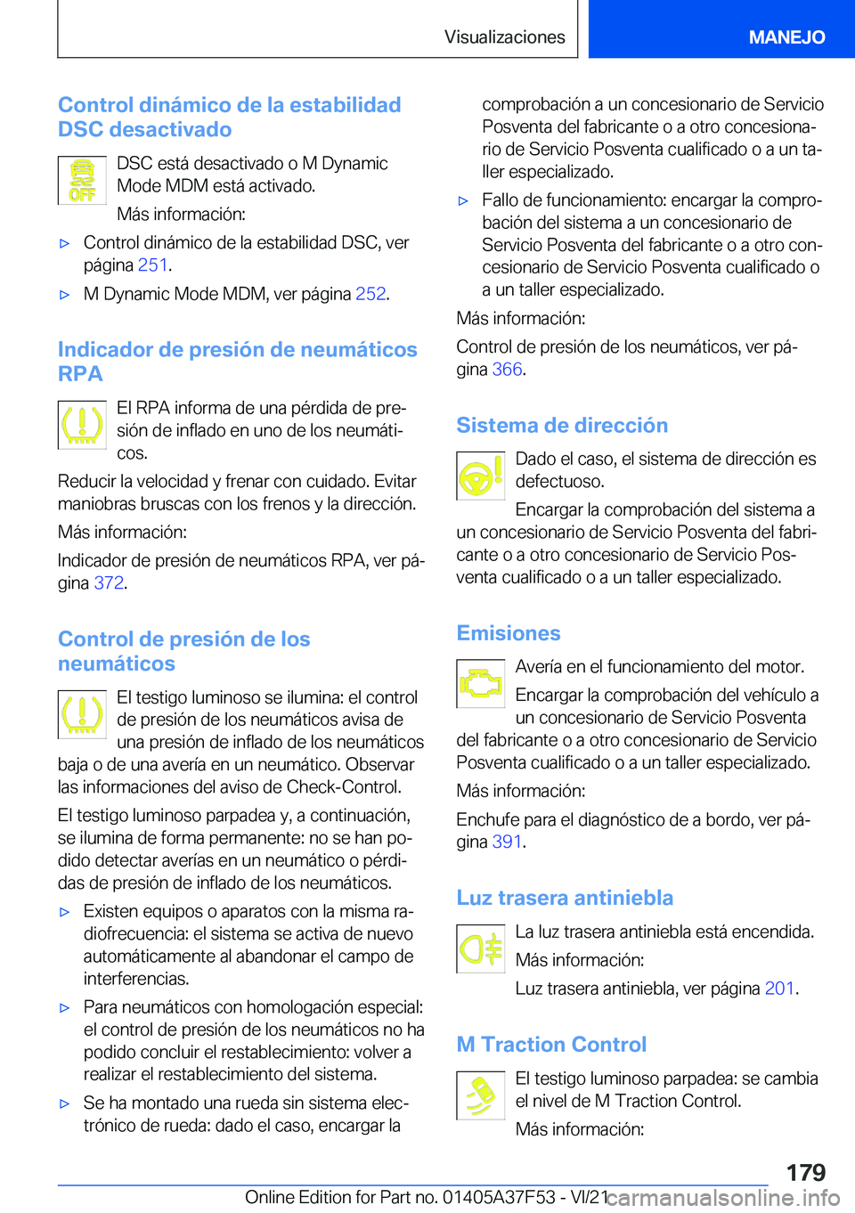 BMW M3 2022  Manuales de Empleo (in Spanish) �C�o�n�t�r�o�l��d�i�n�