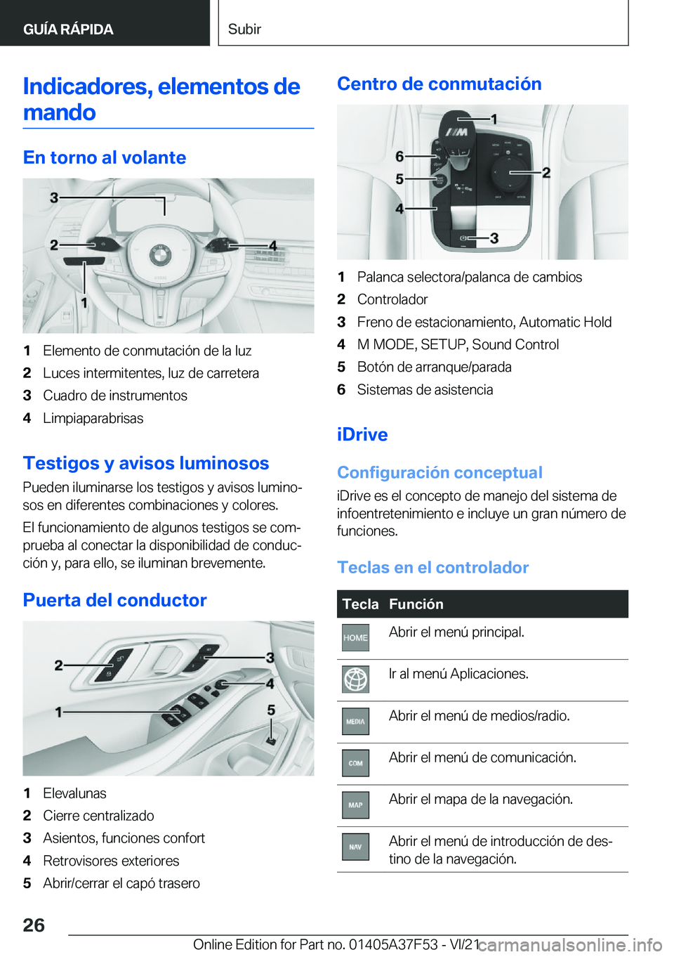 BMW M3 2022  Manuales de Empleo (in Spanish) �I�n�d�i�c�a�d�o�r�e�s�,��e�l�e�m�e�n�t�o�s��d�e�m�a�n�d�o
�E�n��t�o�r�n�o��a�l��v�o�l�a�n�t�e
�1�E�l�e�m�e�n�t�o��d�e��c�o�n�m�u�t�a�c�i�