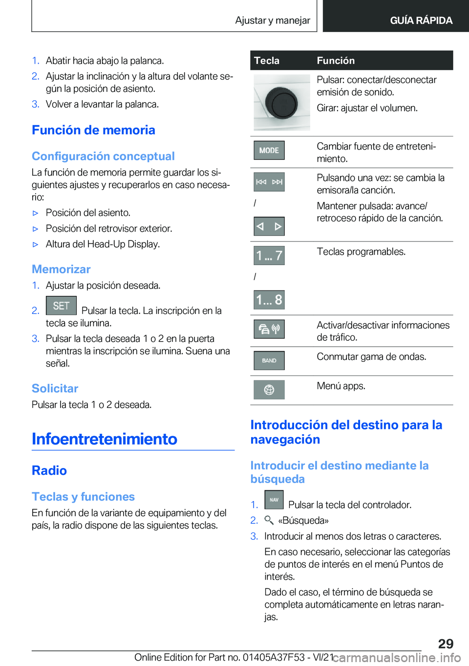 BMW M3 2022  Manuales de Empleo (in Spanish) �1�.�A�b�a�t�i�r��h�a�c�i�a��a�b�a�j�o��l�a��p�a�l�a�n�c�a�.�2�.�A�j�u�s�t�a�r��l�a��i�n�c�l�i�n�a�c�i�